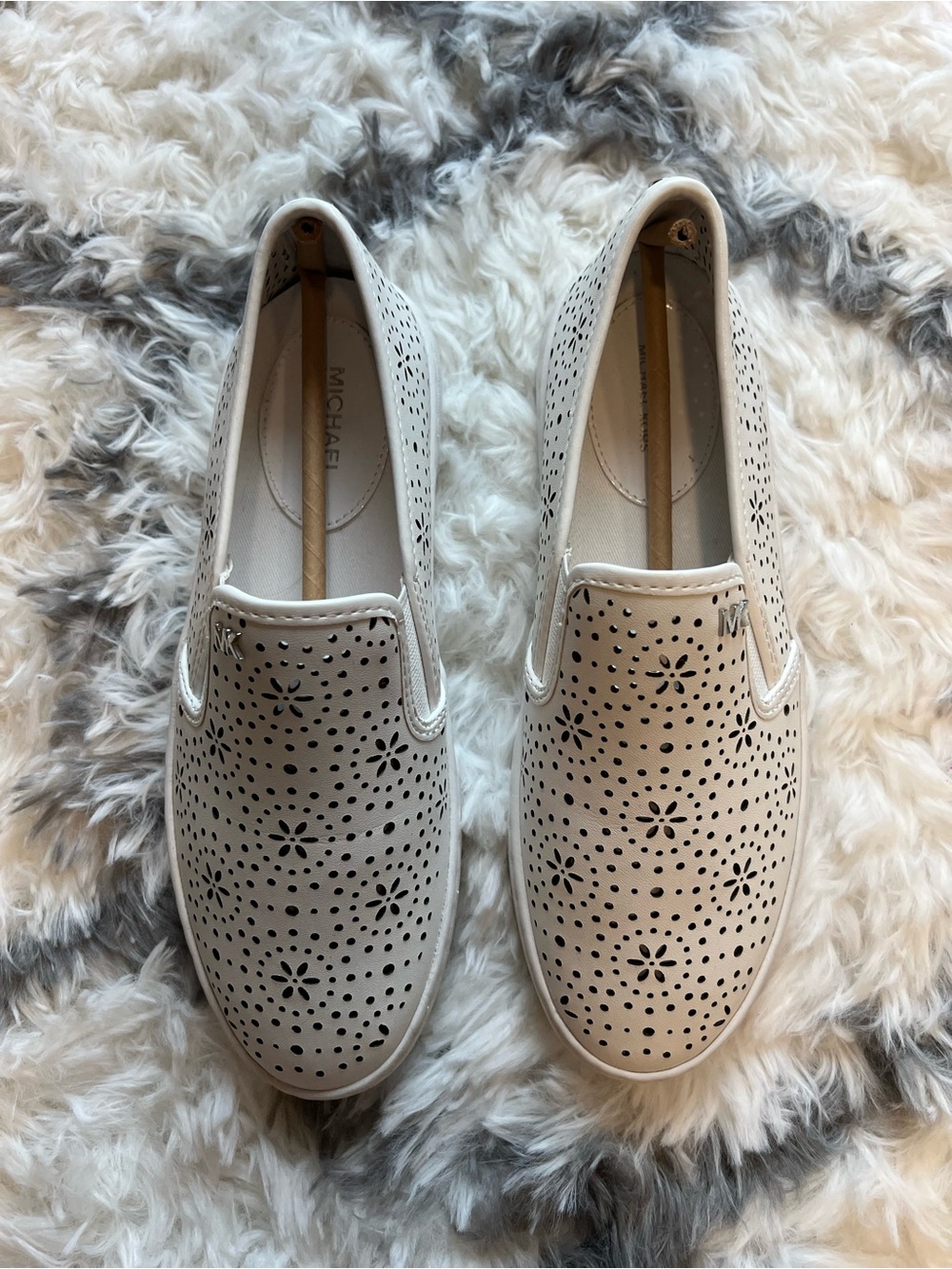 MICHAEL Michael Kors Women’s White Perforated Slip-On Mules